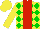 Silk - Yellow, green diamonds, red stripe, yellow cap