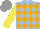 Silk - Light blue, orange diamonds, yellow sleeves, grey cap