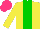 Silk - Yellow, green stripe, hot pink cap