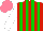 Silk - Red, green stripes, white sleeves, salmon cap