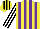 Silk - Yellow and purple stripes, white and black striped sleeves and cap