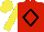 Silk - Red, black diamond frame, yellow sleeve, cap
