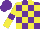 Silk - Purple and yellow blocks, yellow sleeves, purple hoop, purple cap