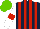 Silk - Dark blue, dark red stripes, white sleeves with dark red armbands, light green cap