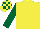 Silk - Yellow, forest green four leaf clover, sleeves yellow, forest green checked, cap yellow, forest green checked