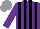 Silk - Purple, black stripes, white sleeves ,purple arm hoop, grey cap