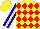 Silk - Yellow, red diamonds, blue sleeves with yellow stripe, yellow cap