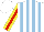 Silk - White, lightblue stripes, yellow sleeves with red stripe, white cap
