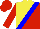 Silk - Yellow, red diagonal halves, blue sash, red sleeves, cap