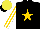 Silk - Black, gold star, sleeves, white stripes,yellow cap,black peak