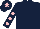 Silk - Dark blue, pink spots on sleeves, pink star on cap