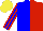 Silk - Blue and red halved, blue sleeves, red stripes, yellow cap