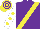Silk - Purple, yellow sash, white sleeve, yellow spots, yellow cap, purple hoops