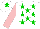 Silk - White, green stars, pink sleeve, white cap, green star