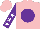 Silk - Pink, purple ball, purple sleeves, white stars, pink cap,