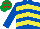 Silk - Royal blue & yellow chevrons, emerald green cap, red stars