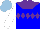 Silk - Blue, purple yoke, collar, diamond hoop , white sleeves, light blue cap