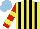 Silk - Yellow, black stripes, red sleeves,two yellow hoops, light blue cap