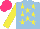 Silk - Light blue, yellow stars, yellow sleeves, hot pink cap