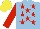 Silk - Light blue, red stars, red sleeves, yellow cap