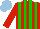 Silk - Red, green stripes, light blue cap