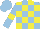 Silk - Light blue, yellow blocks, yellow hoop on sleeves