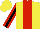 Silk - Yellow, red stripe, red sleeves with black stripe