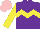 Silk - Purple, yellow chevron hoop, yellow sleeves,  pink cap