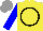 Silk - Yellow, black circle, blue sleeves, grey cap