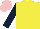 Silk - Yellow, dark blue sleeves, pink cap