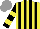 Silk - Yellow, black stripes, black sleeves ,two yellow hoops, grey cap