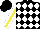 Silk - Black, white diamonds, white sleeves with yellow stripe, black cap