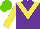 Silk - Purple, yellow chevron,  yellow sleeves, light green cap