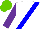 Silk - White, blue right sash, purple sleeves, light green cap