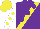 Silk - Purple, yellow sash, purple circles, white sleeves, yellow spots, yellow cap, purple circle