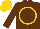 Silk - Brown, gold circle, brown sleeves, gold cap
