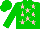 Silk - green, pink stars,