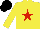 Silk - yellow, red star, black cap