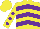 Silk - Yellow, purple chevrons,  purple dots on sleeves, yellow cap