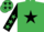 Silk - EMERALD GREEN, black star, black sleeves, emerald green stars, emerald green cap, black stars