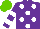 Silk - Purple,white spots,purple sleeves,two white hoops, light green cap