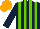 Silk - Dark blue and light green stripes, orange cap