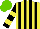 Silk - Yellow, black stripes, black sleeves ,two yellow hoops, light green cap