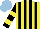 Silk - Yellow, black stripes, black sleeves ,two yellow hoops, light blue cap