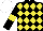 Silk - Black, yellow diamonds, black sleeves, yellow armlets, white cap