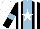 Silk - Black, light blue stripe, white star, braces, black sleeves, light blue, white, light blue , armlets, white cap, light blue collar