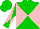 Silk - Green & pink diagonal quarters, green & pink diagonally quartered slvs