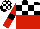 Silk - black and white checks, red halved horizontally, red sleeves, black armlets, black and white checked cap