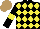 Silk - Black, yellow diamonds, black sleeves, yellow armlets, light brown cap