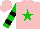 Silk - Pink, green star, black hoops on green sleeves